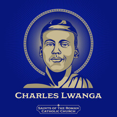 Saints of the Catholic Church. Charles Lwanga (1860-1886) was a Ugandan convert to the Catholic Church who was martyred with a group of his peers - obrazy, fototapety, plakaty