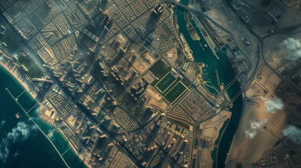 Foto op Aluminium Top-Down Aerial Perspective of Dubai Urban Grid Layout © Tiz21