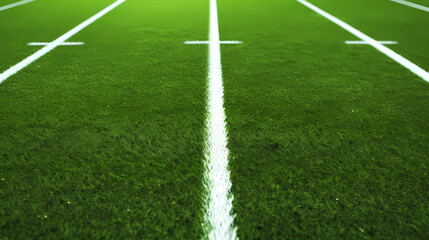 Obraz premium Green artificial grass with white corner lines