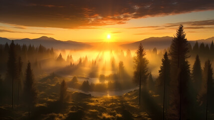 Obraz premium Magnificent sunrise at dawn