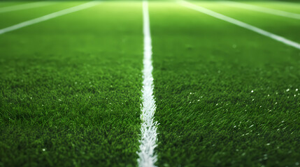 Obraz premium Green artificial grass with white corner lines