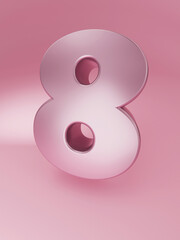 8 march 3d letter isolated pink background