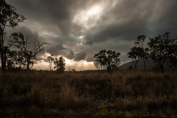 dramatic clouds over a rural scene in Queensland
