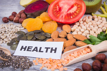 Inscription health and healthy eating as source natural potassium, vitamin K, minerals and fiber