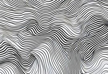 Abstract Black and White Wavy Lines Pattern