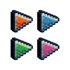 Fototapeta premium Isometric Pixel art 3d of play button icon for items asset.play button icon on pixel bits style.8-bits perfect for game asset,design asset element,app,website, Vector illustration.