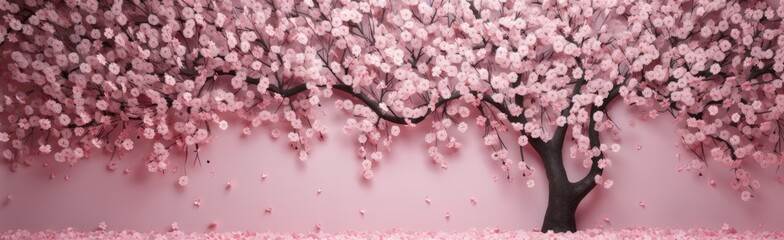 The breathtaking sight of a sakura tree in full bloom, heralding the arrival of spring.
