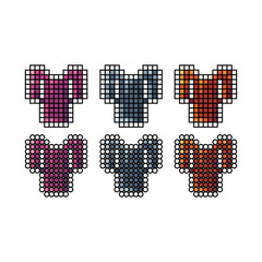 Pixel art stroke sets icon of armor in variation color. Armor icon on pixelated style. 8bits perfect for game asset or design asset element for your game design. Simple pixel art icon asset.