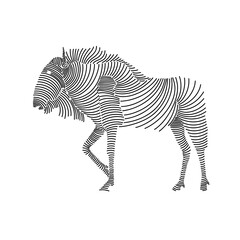 Fototapeta na wymiar simple line art illustration of wildebeest 2