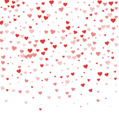Red hearts scattered on white background.