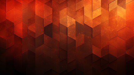 Fiery red brown burnt orange copper black abstract background. Geometric shape. Color gradient. 3d effect. Noise rough grungy grain. Neon light metallic. Design. Template. Web banner. Wide. Panoramic - obrazy, fototapety, plakaty
