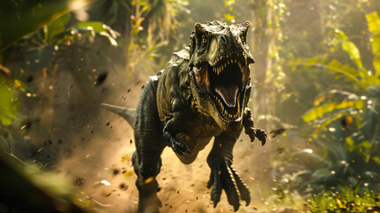 Furious trex or Dynasor running in action