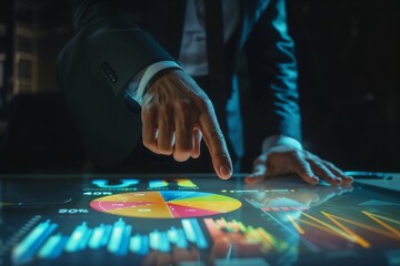 Fototapeta premium Analyzing Financial Data on an Interactive Digital Display
