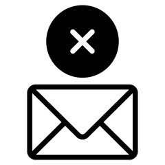 delete mail, envelope with cross icon