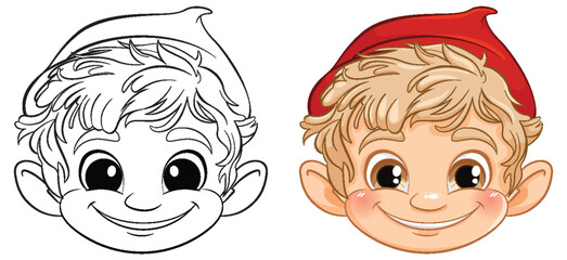 Vector illustration of a smiling elf child.