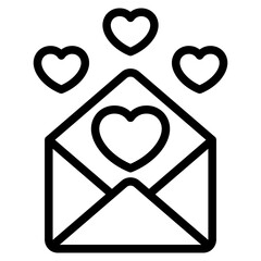 Love letter, envelope with heart shape, mail symbol vector icon
