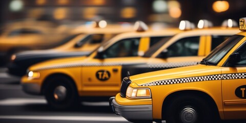 yellow taxi cab against urban view