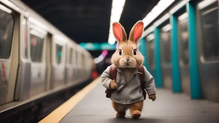 Tuinposter Rabbit is walking  © Pouya
