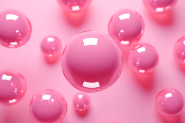 Group of Pink Balls Floating on Top of Pink Surface