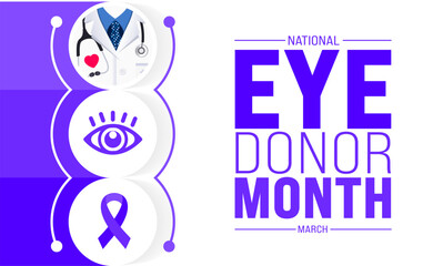 March is National Eye Donor Month background template. Holiday concept. use to background, banner, placard, card, and poster design template with text inscription and standard color. vector