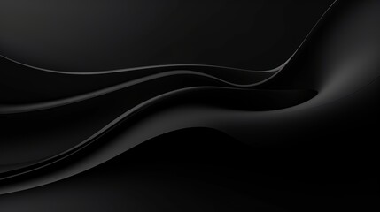 Panoramic Abstract fluid wave curve banner with a dark background.Black abstract background design. Black abstract background.  Wave pattern. Curves. Black curves. Dark. Flow