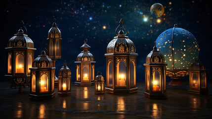 Obraz premium Blessing Ramadan Mubarak Holy Month of Islam 