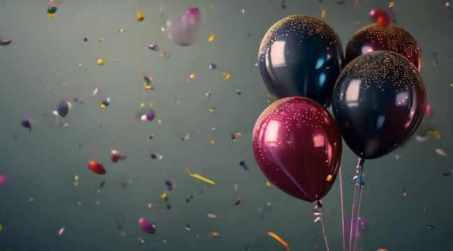 balloons and confetti for birthday celebration