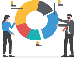 Annalists working together and discussing growth chart, Business team planning task and brainstorming

