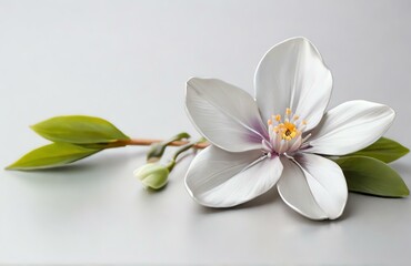 Spring flower on plain silver background from Generative AI
