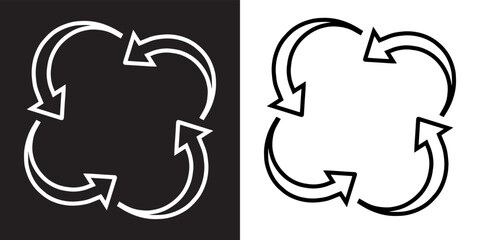 Repeat icon vector. Recycle icon sign symbol in trendy flat style. Rotation vector icon illustration isolated on black and white background