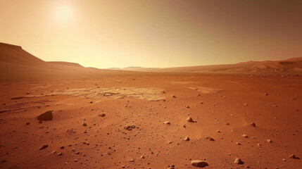 Fototapeta na wymiar Landscape of planet Mars, red barren lifeless land