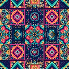Colorful Array of Latin American Geometric Patterns and Designs.