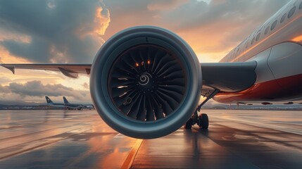 A turbofan engine of a passenger aircraft - obrazy, fototapety, plakaty