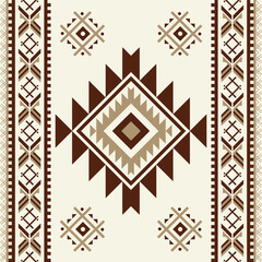 Seamless Navajo and Aztec Mexican Native tribal fabric pattern - obrazy, fototapety, plakaty