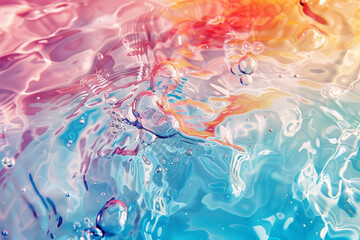 swirling water surface colorful liquid sparkle background in sunshine