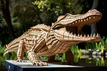 Fototapeta premium crocodile alligator wooden statue 