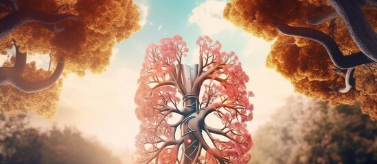 Modern abstract 3d vector illustration lungs combination of freedom ideas - obrazy, fototapety, plakaty