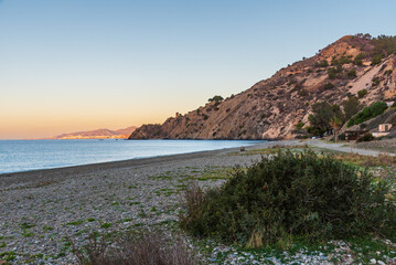 Cala del Cañuelo, beach located in the natural area Acantilados de Maro, in the municipality of...