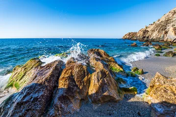 Fototapeten Cañuelo Beach, a cove in the Maro-Cerro Gordo Cliffs natural area, in the municipality of Nerja, Malaga. © M. Perfectti