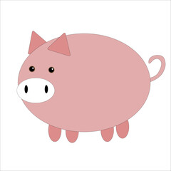Vector illustration of cute pig cartoon isolated on white background.