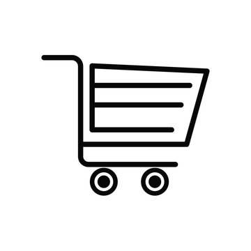 Shopping cart icon symbol. Flat shape trolley web store button. Online shop logo sign. Vector illustration isolated image on white artboard.