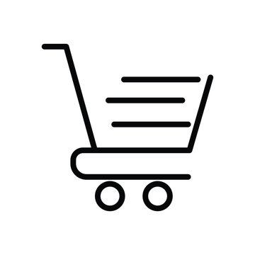 Shopping cart icon symbol. Flat shape trolley web store button. Online shop logo sign. Vector illustration isolated image on white artboard.