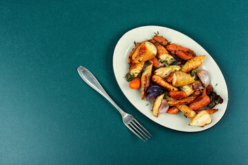 Roasted root vegetables.