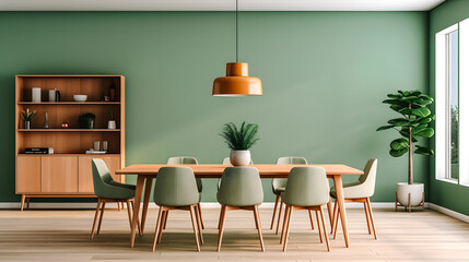 Salle à manger verte minimaliste