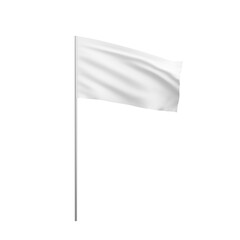 Plain white flag waving smoothly, isolated on a clear background. Unity and peace symbol. 3D...