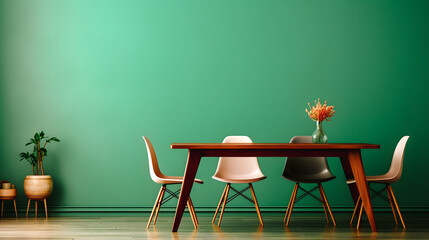 Salle à manger verte minimaliste