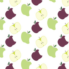 Set of apples on a white background.Vector pattern.