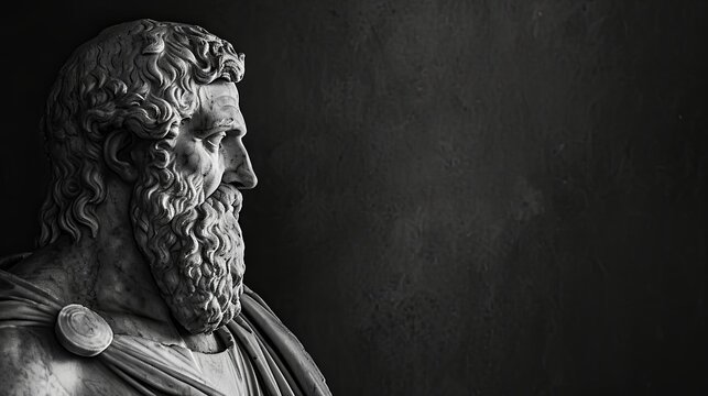 Pythagoras Philosopher Image with Blank Empty Space - Black Gradient Design