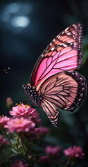 Butterfly, Flowers, Spring, Nectar, Colorful, Night Scene