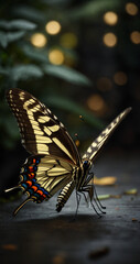 Fototapeta premium butterfly, flowers, spring, nectar, colorful, night scene